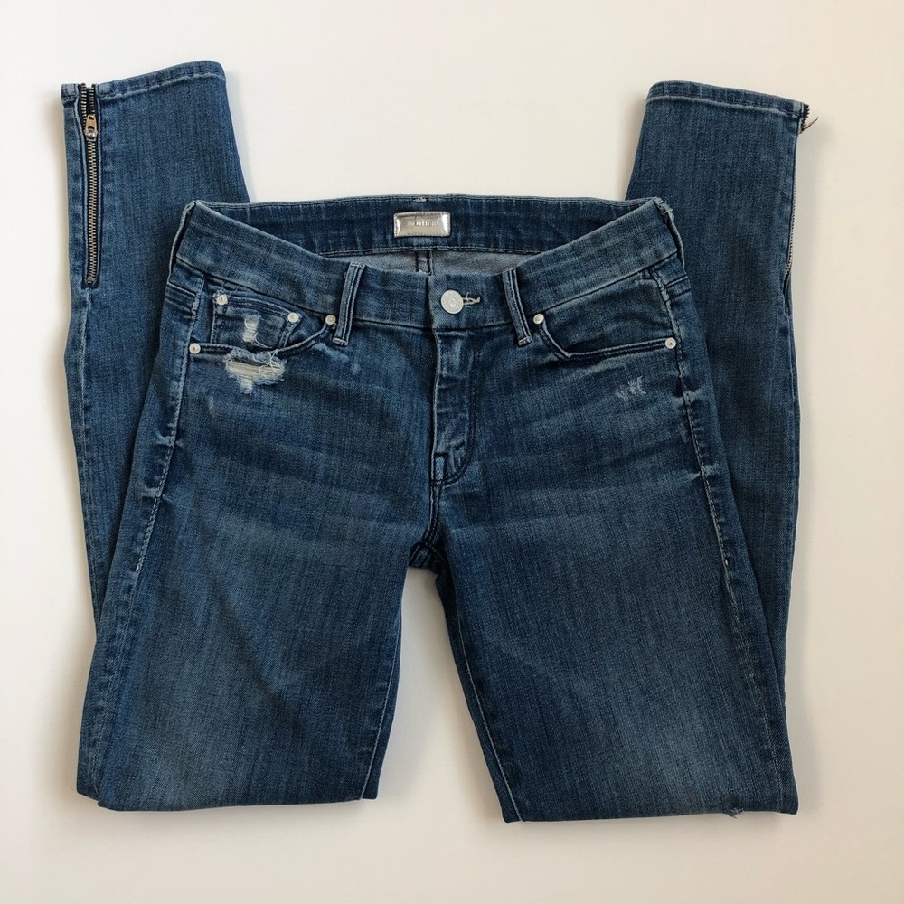 MOTHER Size 26 The Looker Ankle Zip Distressed 077